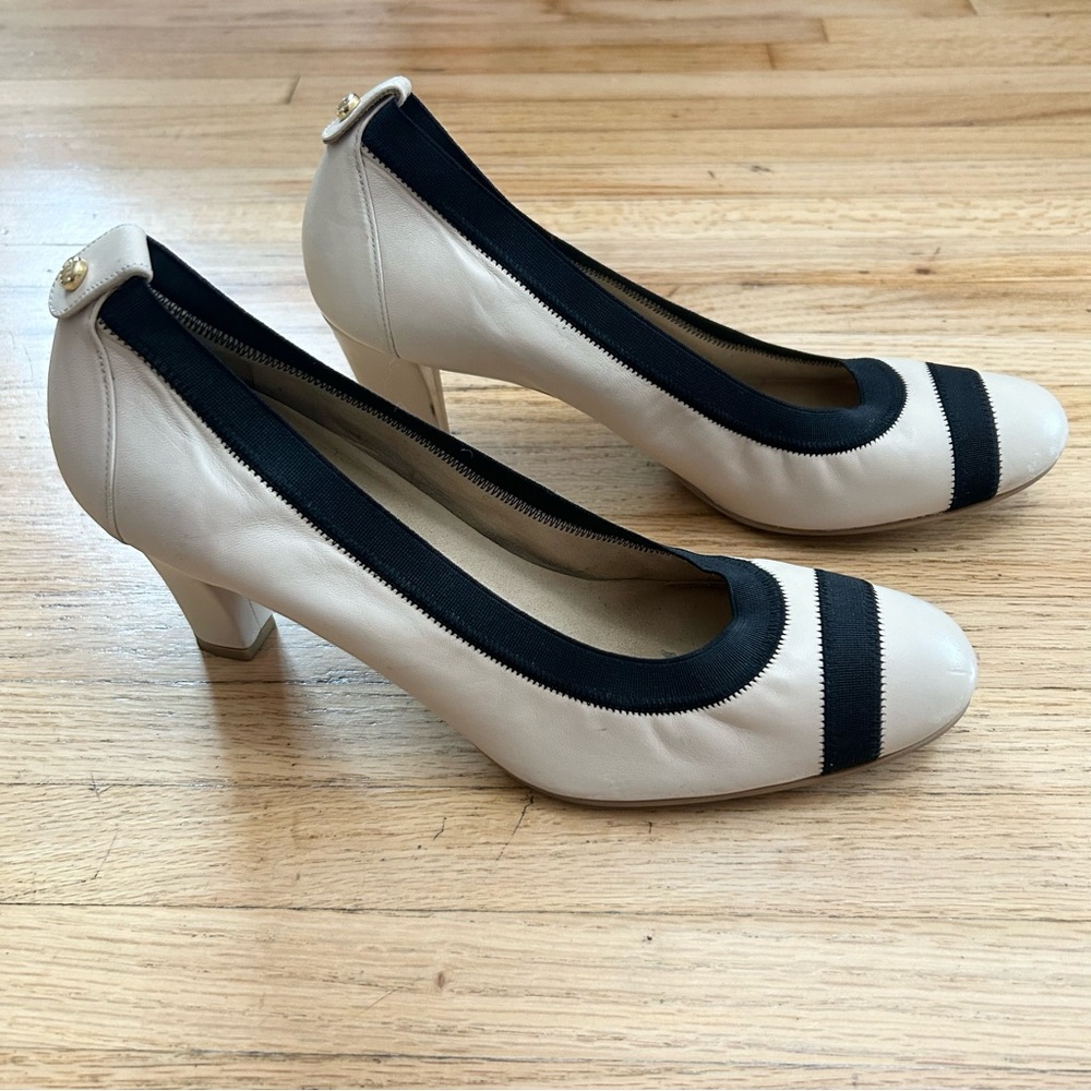 -- Stuart Weitzman Black and Leather Slip On Heels